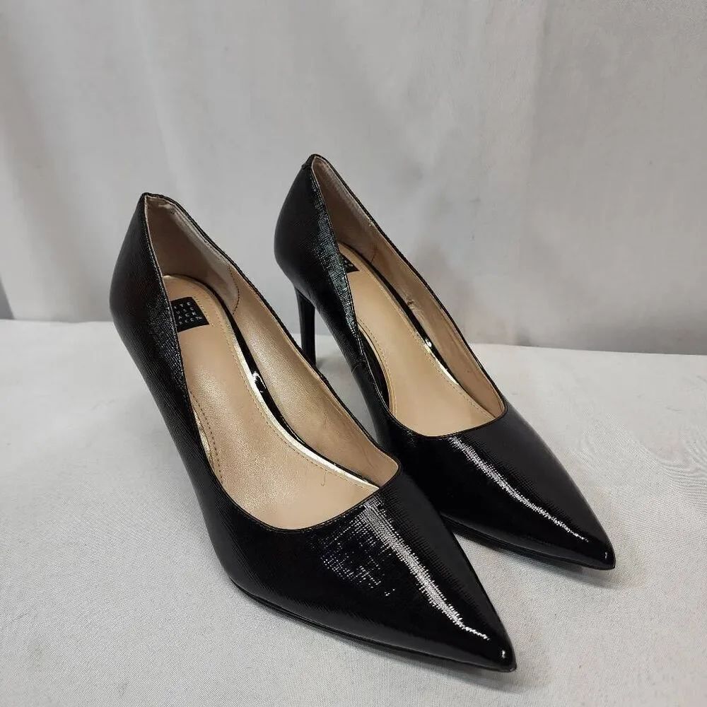 White House Black Market Black Saffiano Pointed Toe Pumps Stiletto Heel size 10